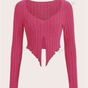 SHEIN icon split lettuce trim crop top